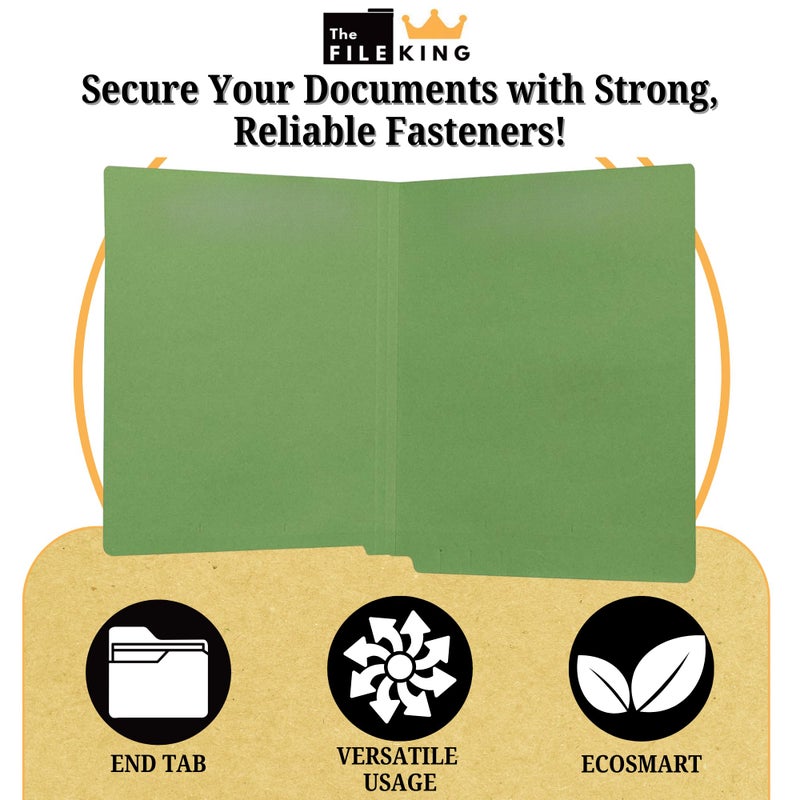 The File King End Tab Green File Folder - Letter Size | Box of 100 | Full Side Folder for Medical Charts & Office Filing | Space for Jacket Labeling | 11-Point Fiber Construction | Made in The USA - Image 3